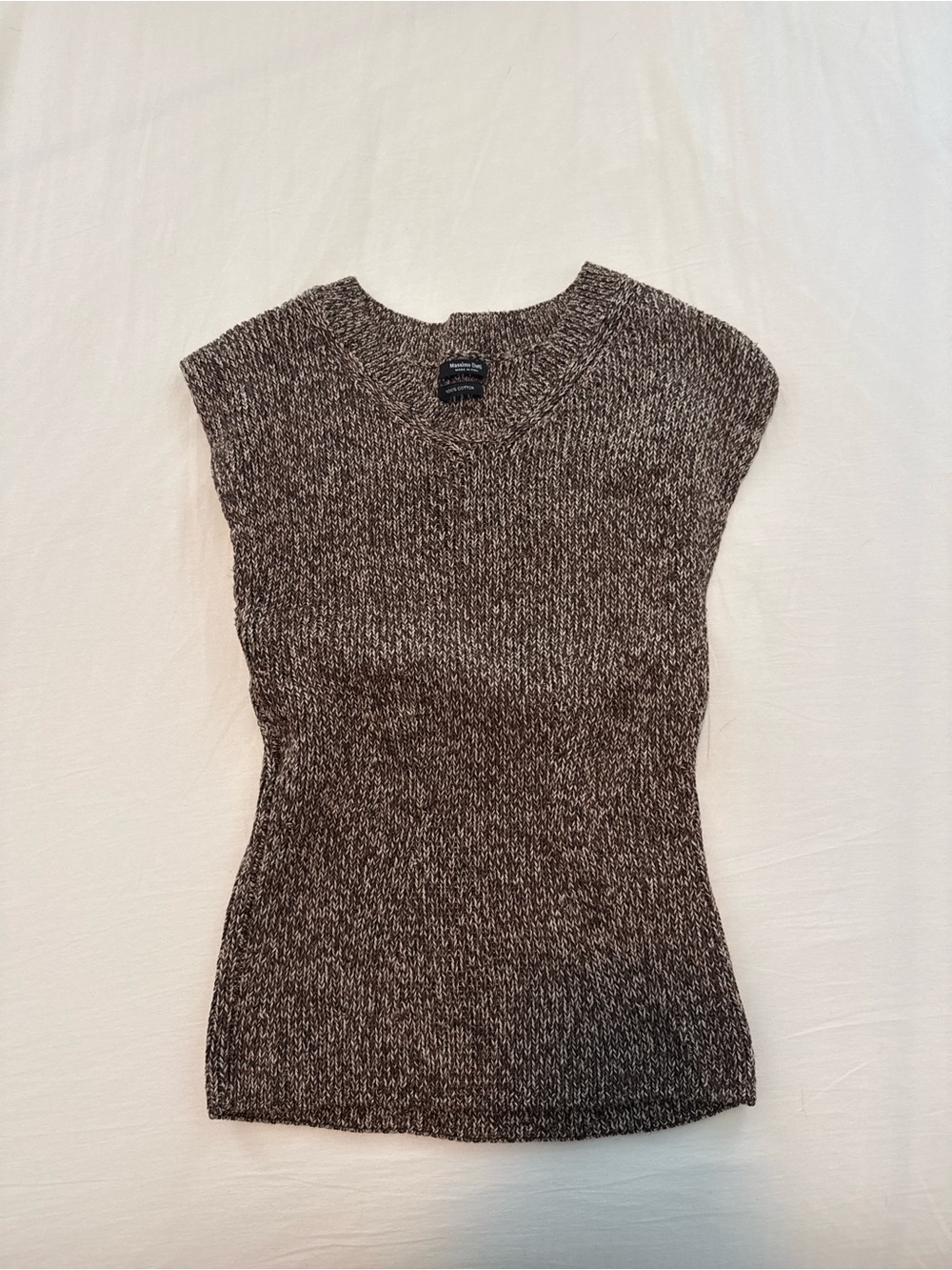 Massimo Dutti Black & White Marled Sleeveless Knit Top